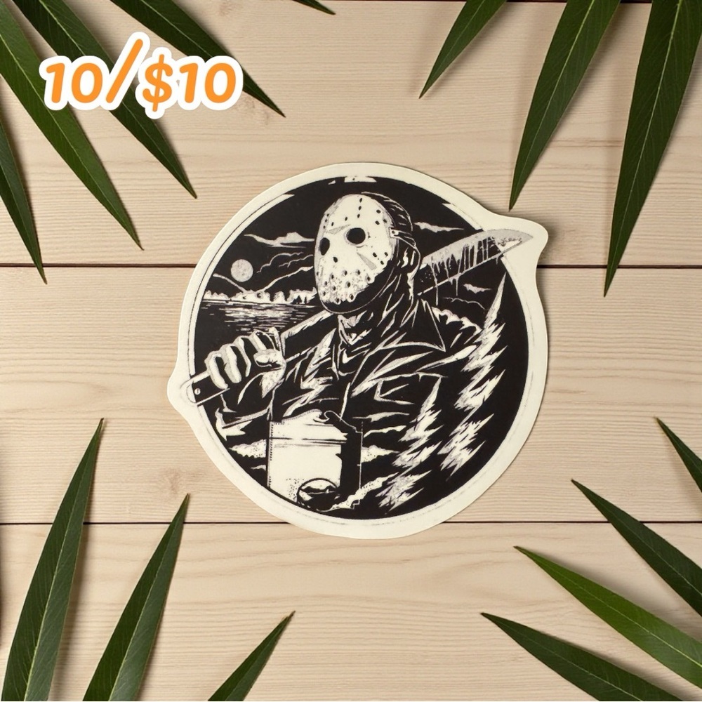 Jason Voorhees Camp Lake Scene Horror Sticker – Matte – 2.25”